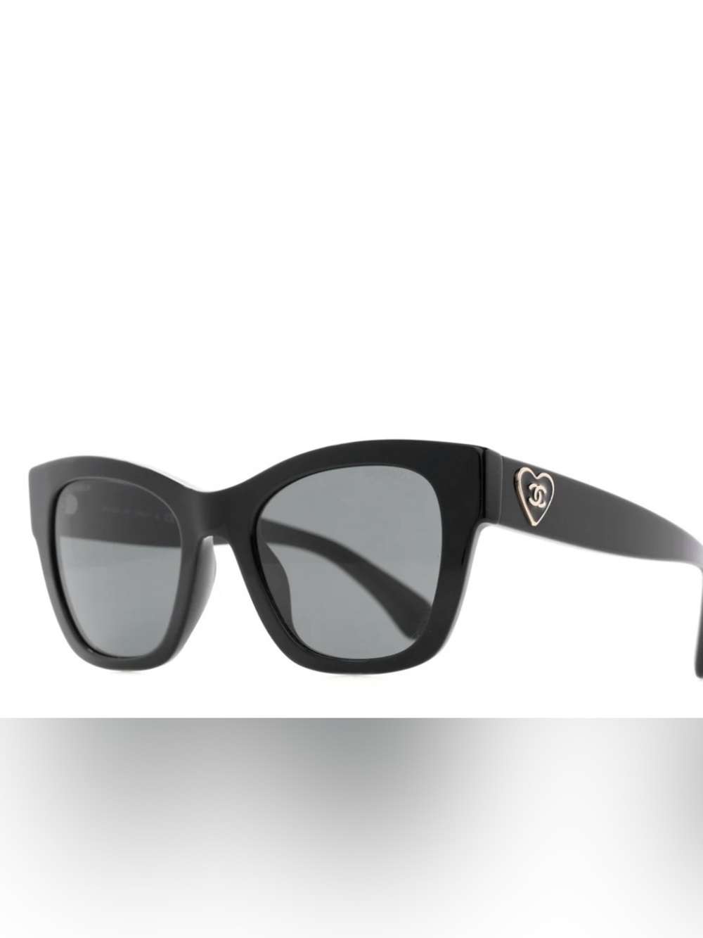 ChaneI Heart Logo Sunglasses Black with Black Lenses